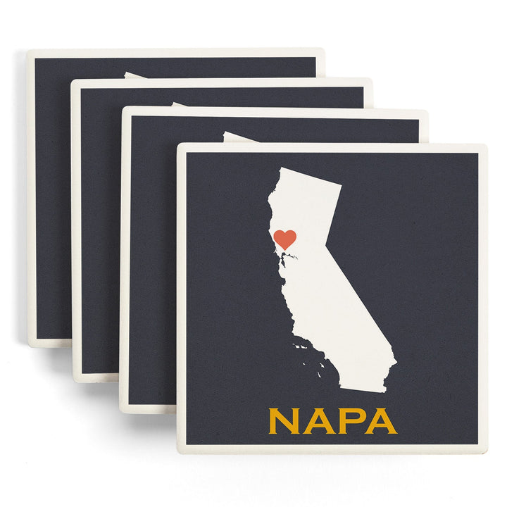 Napa, California, Home State, White on Gray Outline, Coasters Coasters Lantern Press 