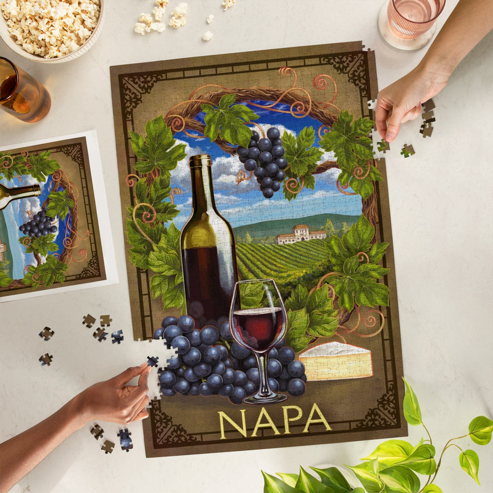 Napa, California, Pinot Noir Vineyard Scene, Jigsaw Puzzle Puzzle Lantern Press 