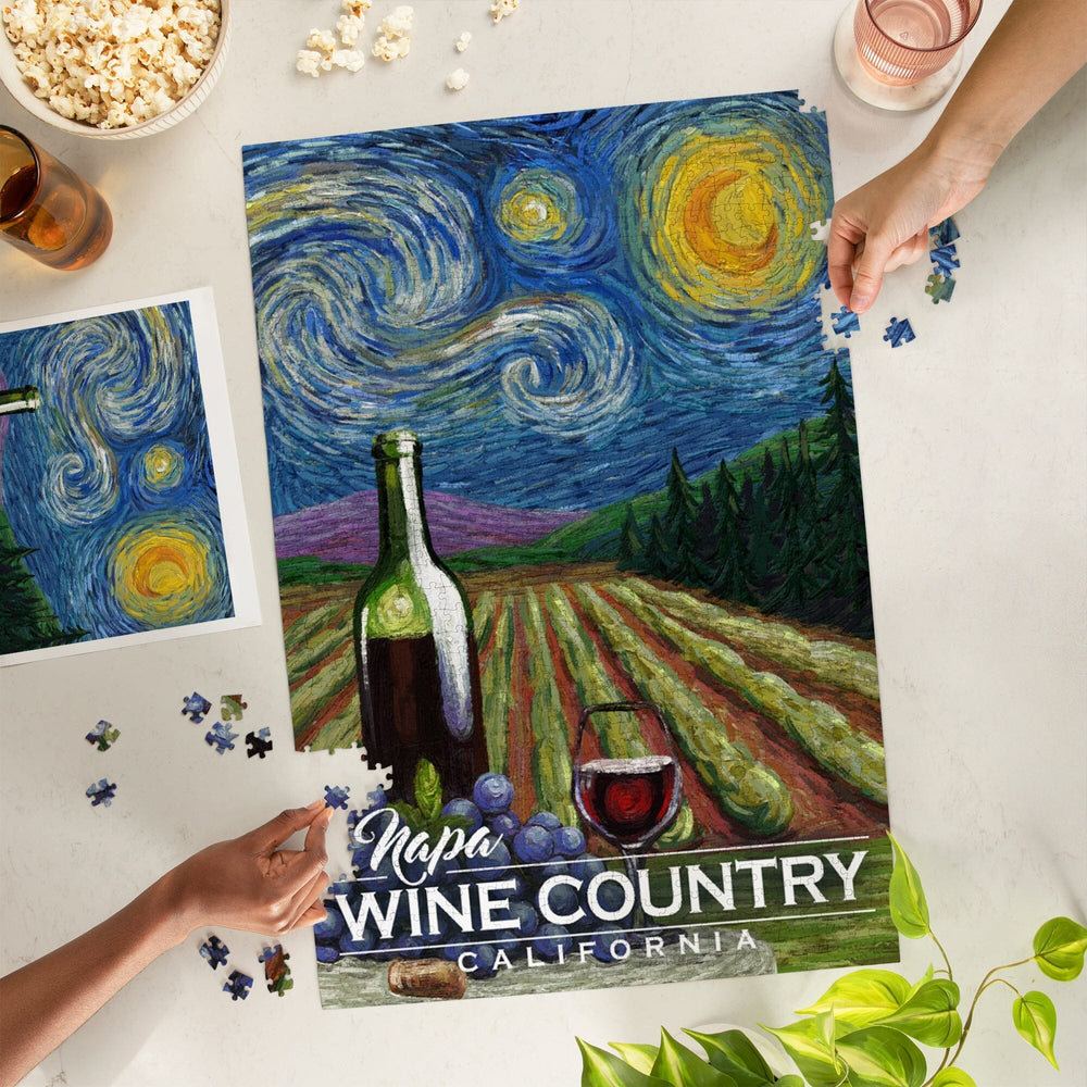 Napa, California, Wine Country, Vineyard, Starry Night, Jigsaw Puzzle Puzzle Lantern Press 