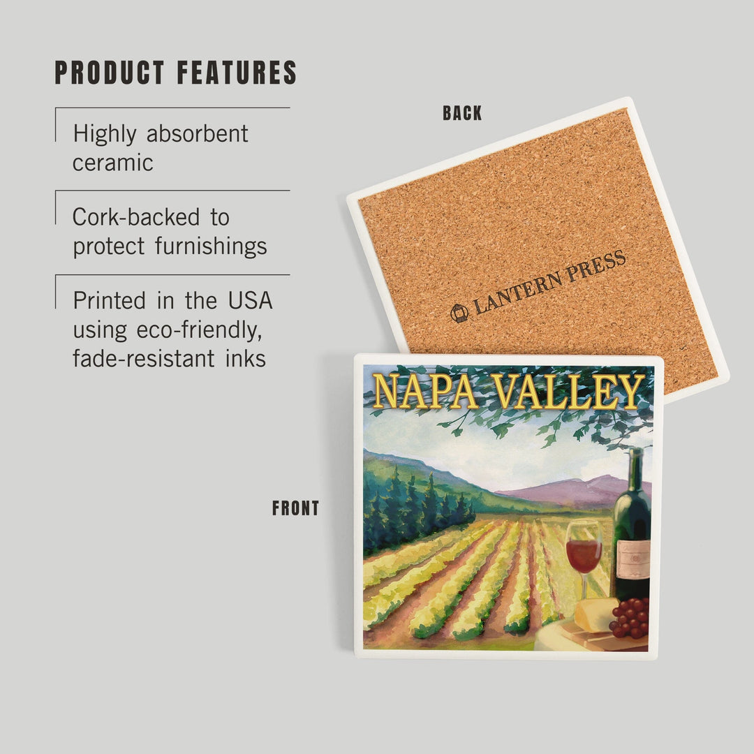 Napa Valley, California, Wine Country, Coasters Coasters Lantern Press 