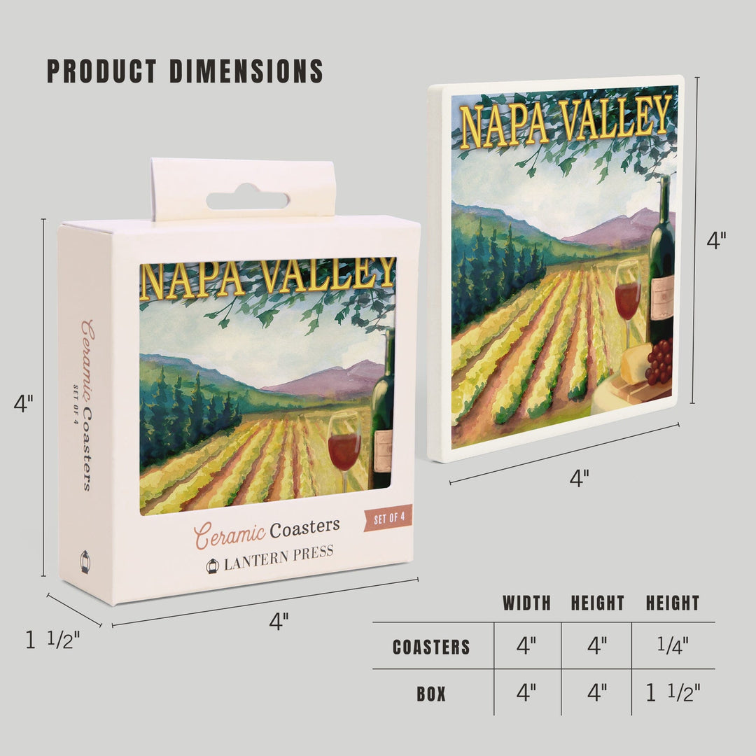 Napa Valley, California, Wine Country, Coasters Coasters Lantern Press 