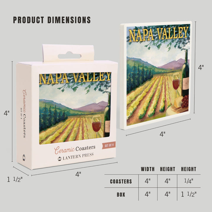 Napa Valley, California, Wine Country, Coasters Coasters Lantern Press 