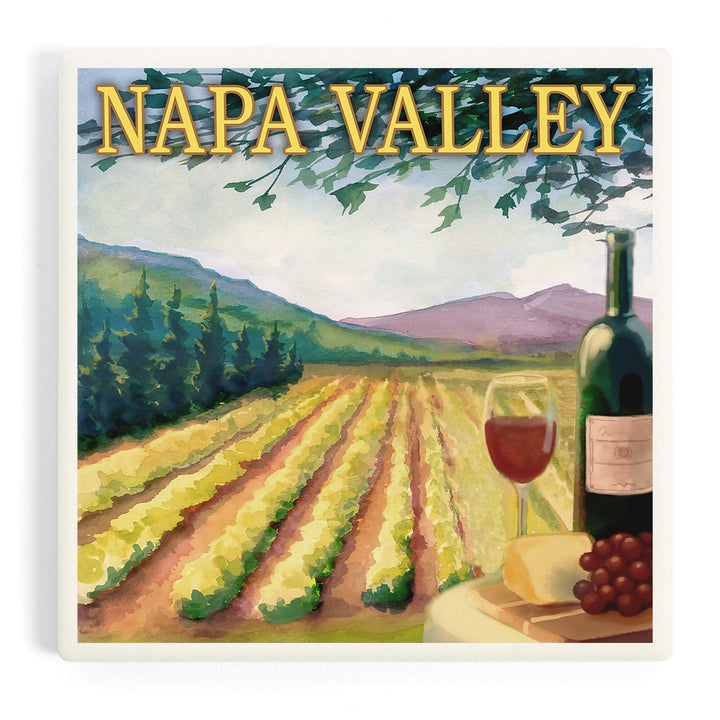 Napa Valley, California, Wine Country, Coasters Coasters Lantern Press Coaster 