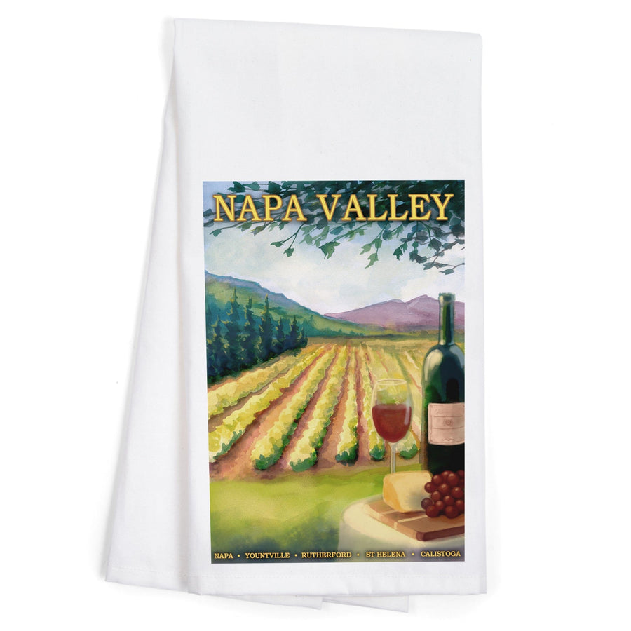 Napa Valley, California, Wine Country, Organic Cotton Kitchen Tea Towels Kitchen Lantern Press 