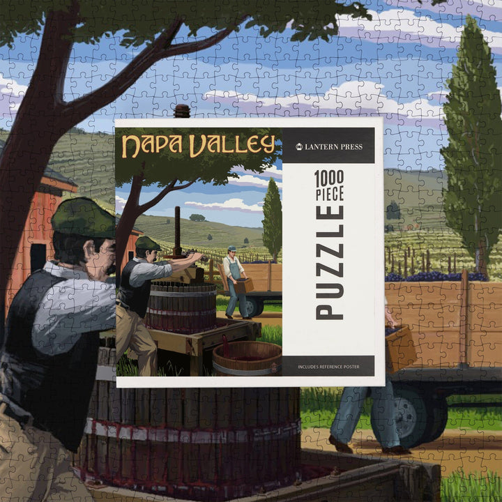 Napa Valley, California, Wine Grape Crushing, Jigsaw Puzzle Puzzle Lantern Press 