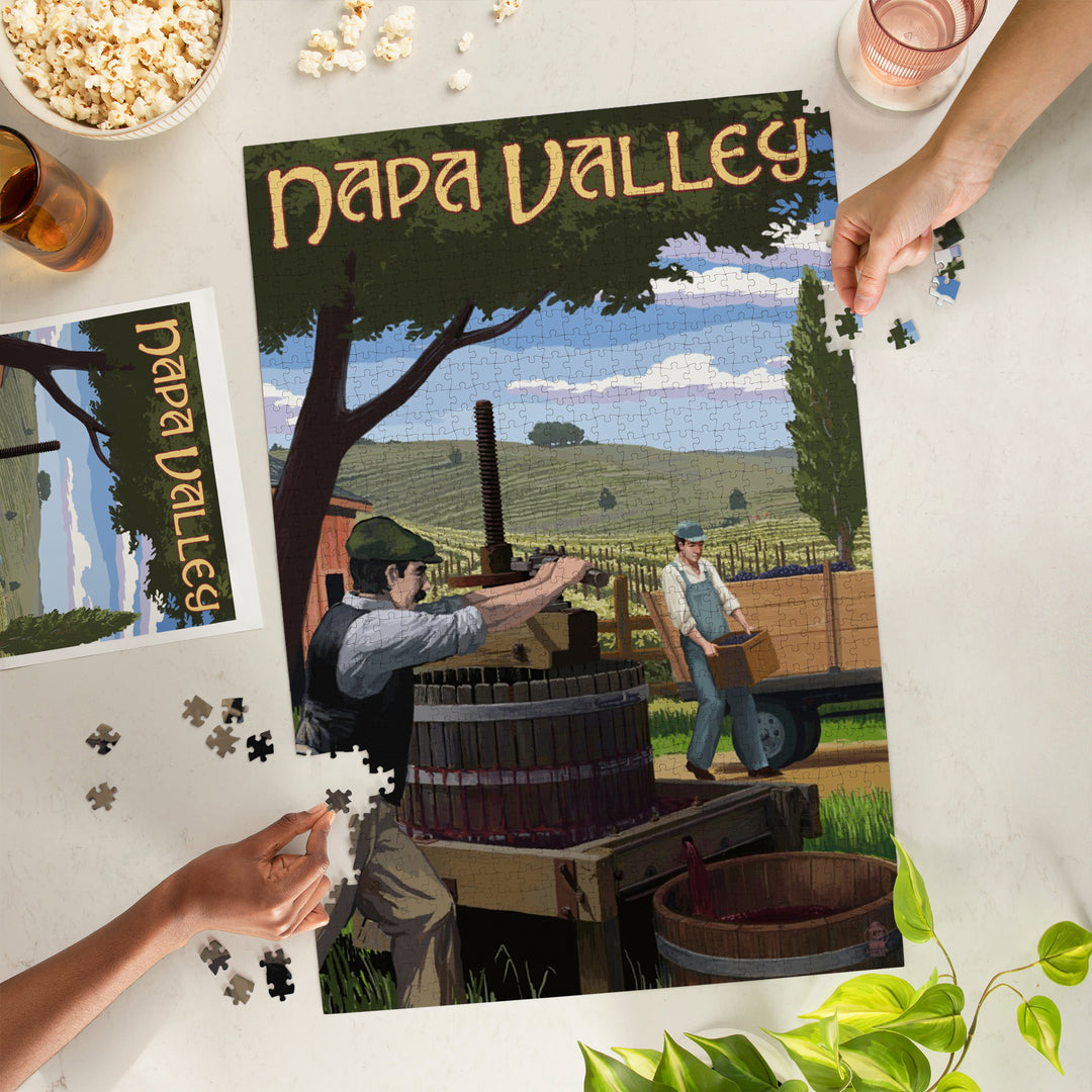 Napa Valley, California, Wine Grape Crushing, Jigsaw Puzzle Puzzle Lantern Press 