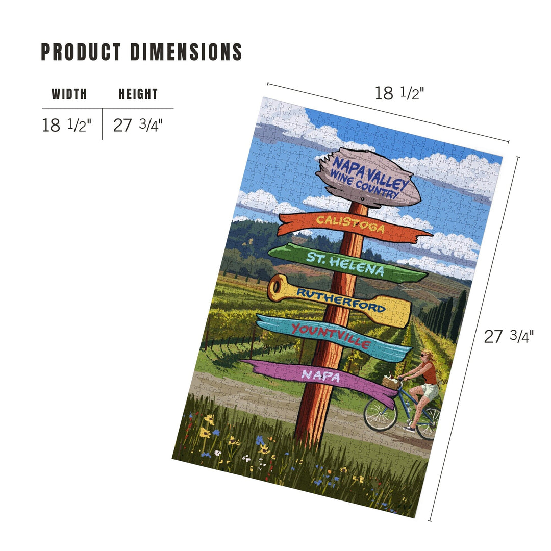 Napa Valley Wine Country, California, Destination Sign, Jigsaw Puzzle Puzzle Lantern Press 