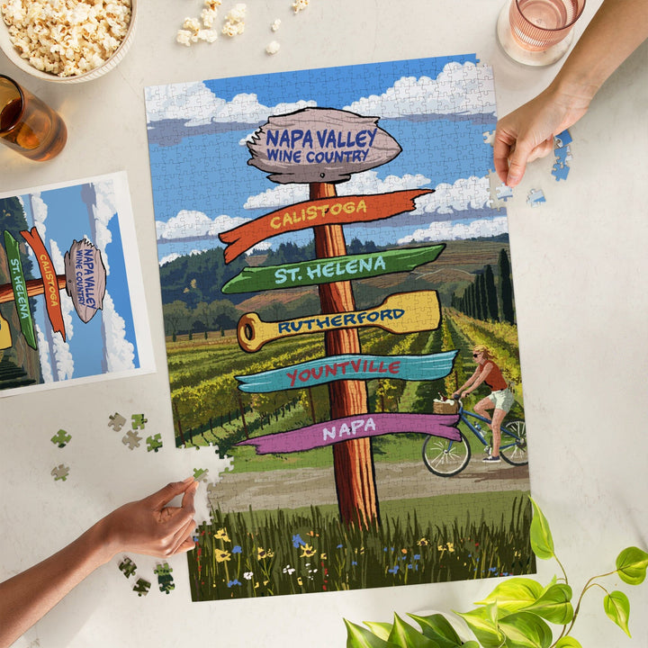 Napa Valley Wine Country, California, Destination Sign, Jigsaw Puzzle Puzzle Lantern Press 
