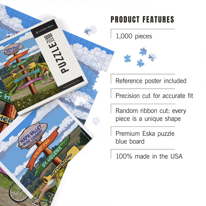 Napa Valley Wine Country, California, Destination Sign, Jigsaw Puzzle Puzzle Lantern Press 