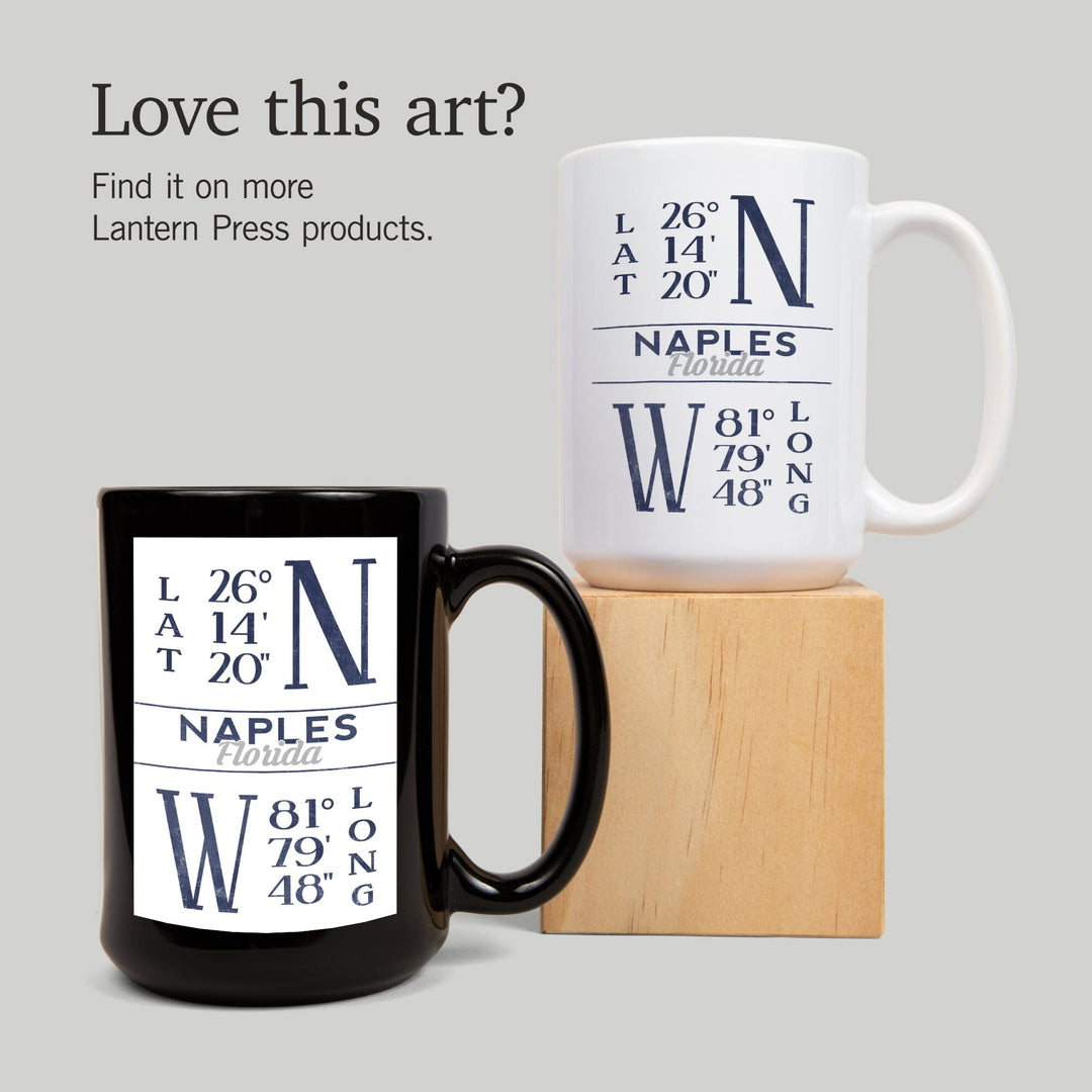 Naples, Florida, Latitude & Longitude (Blue), Lantern Press Artwork, Ceramic Mug Mugs Lantern Press 