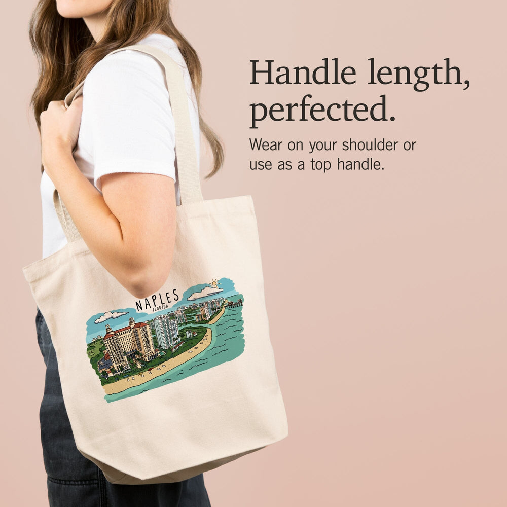 Naples, Florida, Line Drawing, Tote Bag Totes Lantern Press 