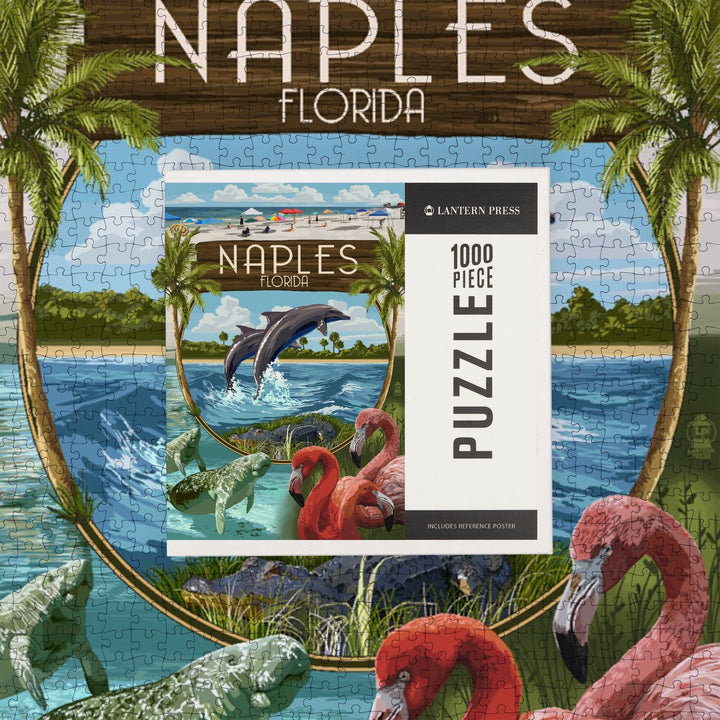 Naples, Florida, Montage, Jigsaw Puzzle Puzzle Lantern Press 