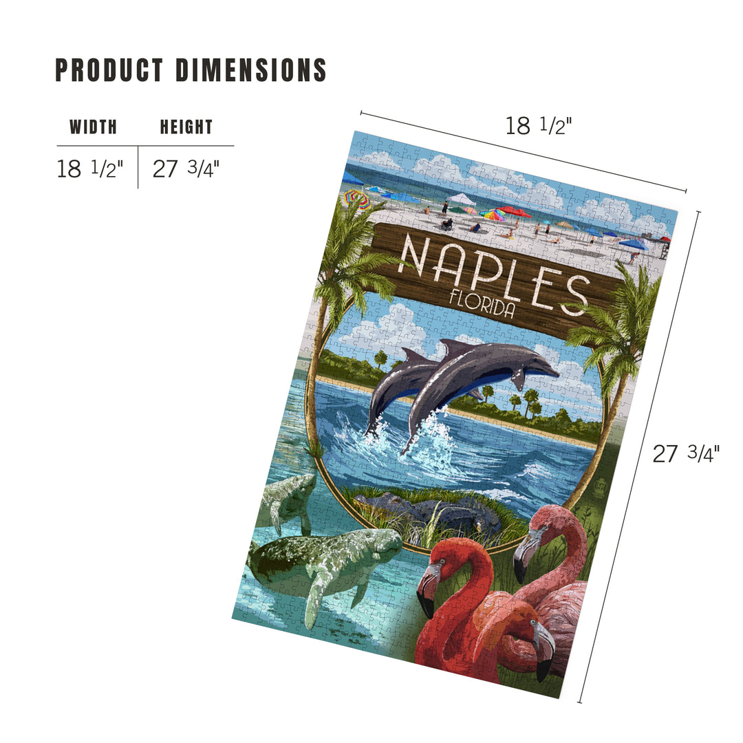 Naples, Florida, Montage, Jigsaw Puzzle Puzzle Lantern Press 