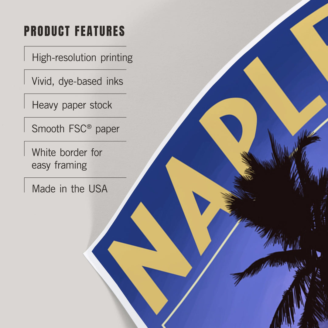 Naples, Florida, Palms and Sunset, Art & Giclee Prints Art Lantern Press 