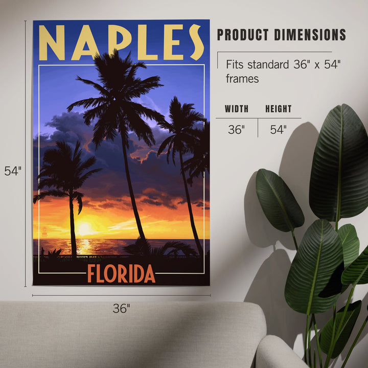 Naples, Florida, Palms and Sunset, Art & Giclee Prints Art Lantern Press 