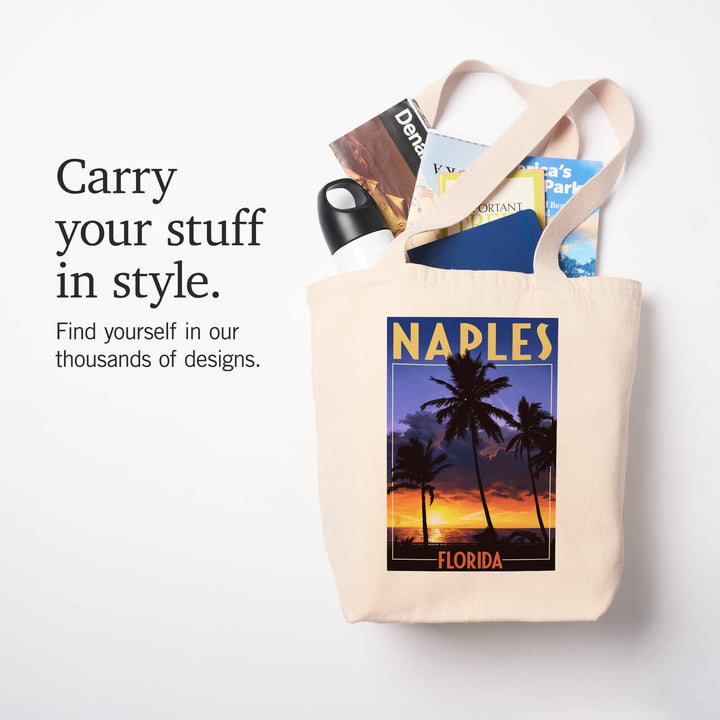 Naples, Florida, Palms and Sunset, Tote Bag Totes Lantern Press 