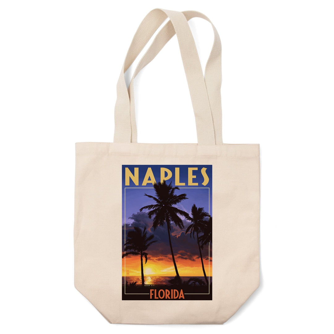 Naples, Florida, Palms & Sunset, Lantern Press Artwork, Tote Bag Totes Lantern Press 
