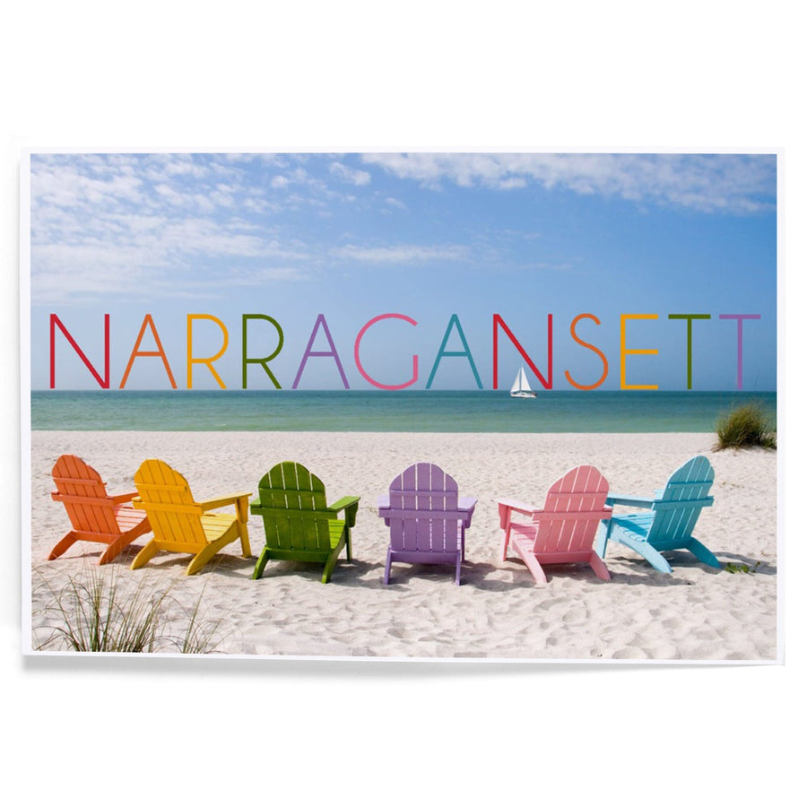 Narragansett, Rhode Island, Colorful Beach Chairs, Art & Giclee Prints Art Lantern Press 