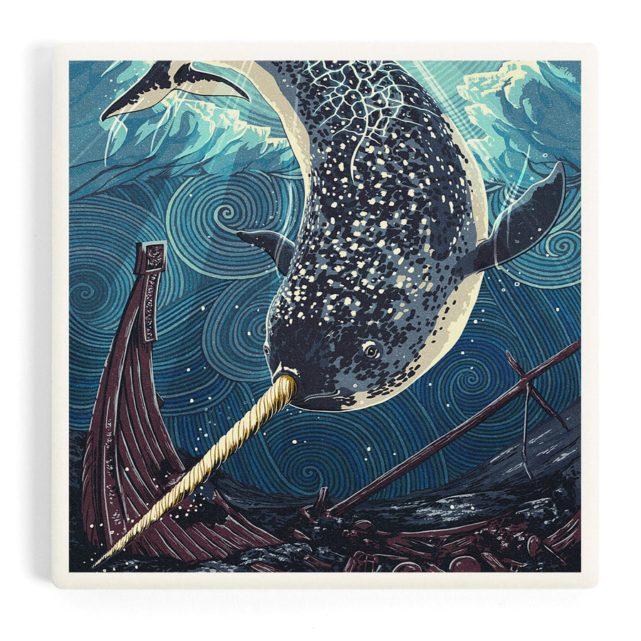 Narwhal, Letterpress, Coasters Coasters Lantern Press 