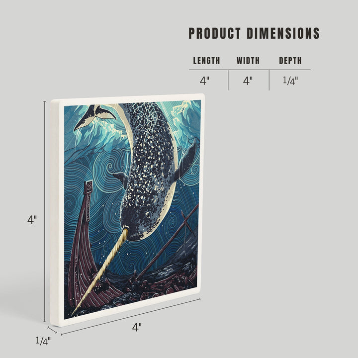 Narwhal, Letterpress, Coasters Coasters Lantern Press 