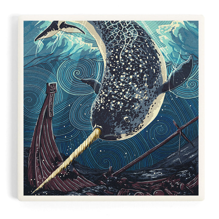 Narwhal, Letterpress, Coasters Coasters Lantern Press Coaster 