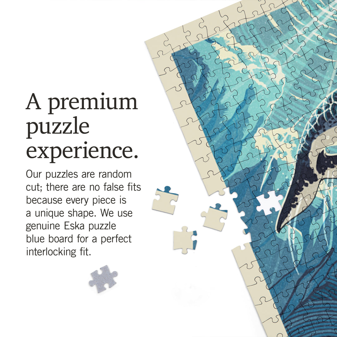 Narwhal, Letterpress, Jigsaw Puzzle Puzzle Lantern Press 