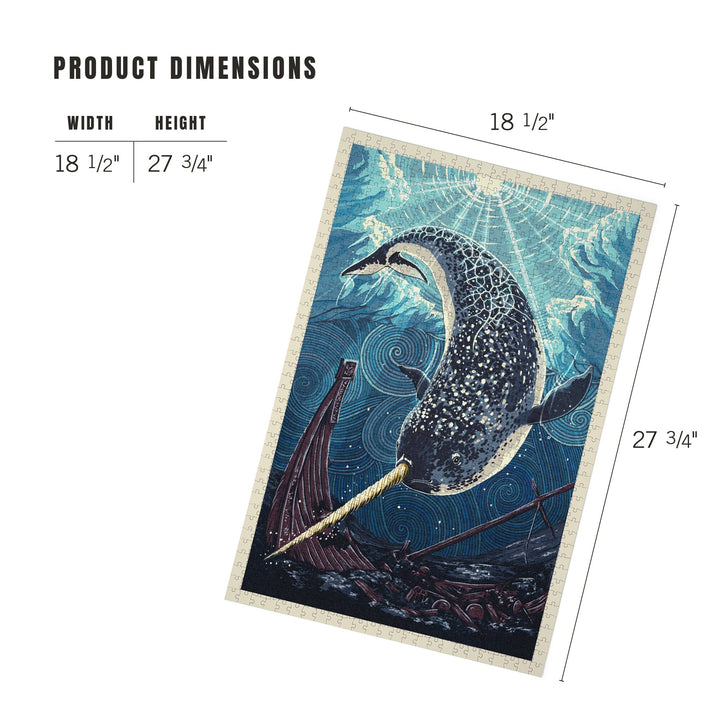 Narwhal, Letterpress, Jigsaw Puzzle Puzzle Lantern Press 