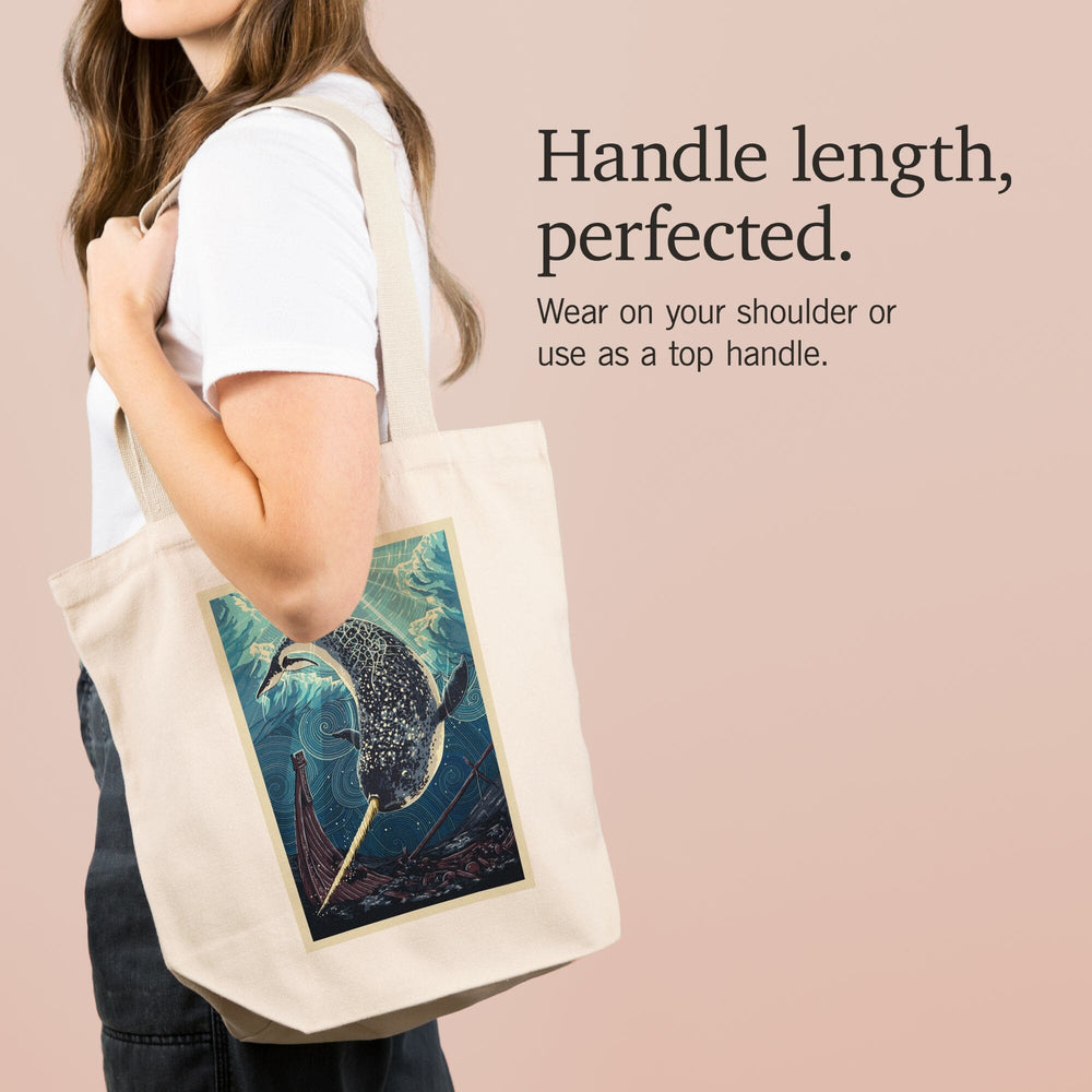 Narwhal, Letterpress, Tote Bag Totes Lantern Press 