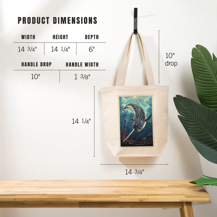 Narwhal, Letterpress, Tote Bag Totes Lantern Press 
