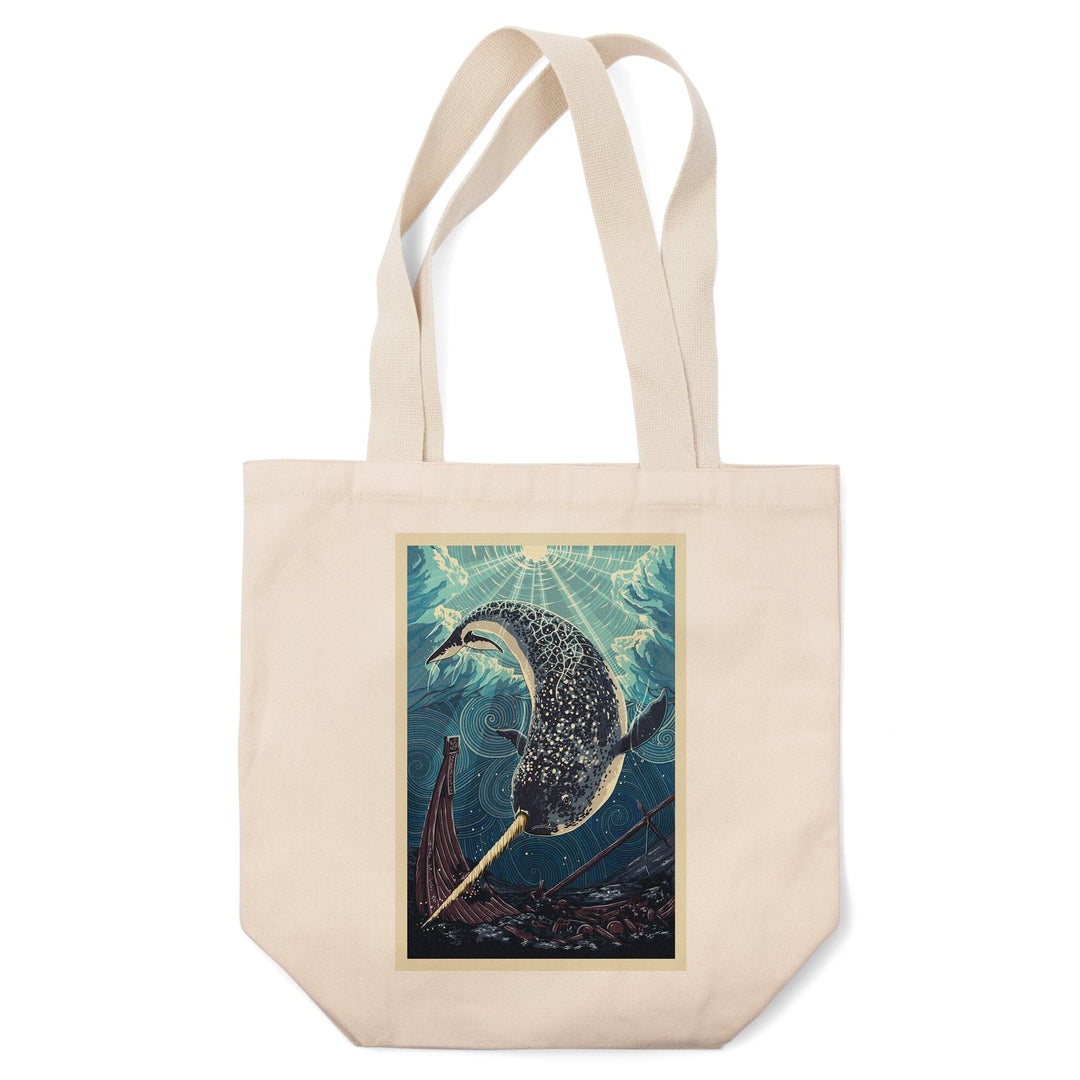Narwhal, Letterpress, Tote Bag Totes Lantern Press 