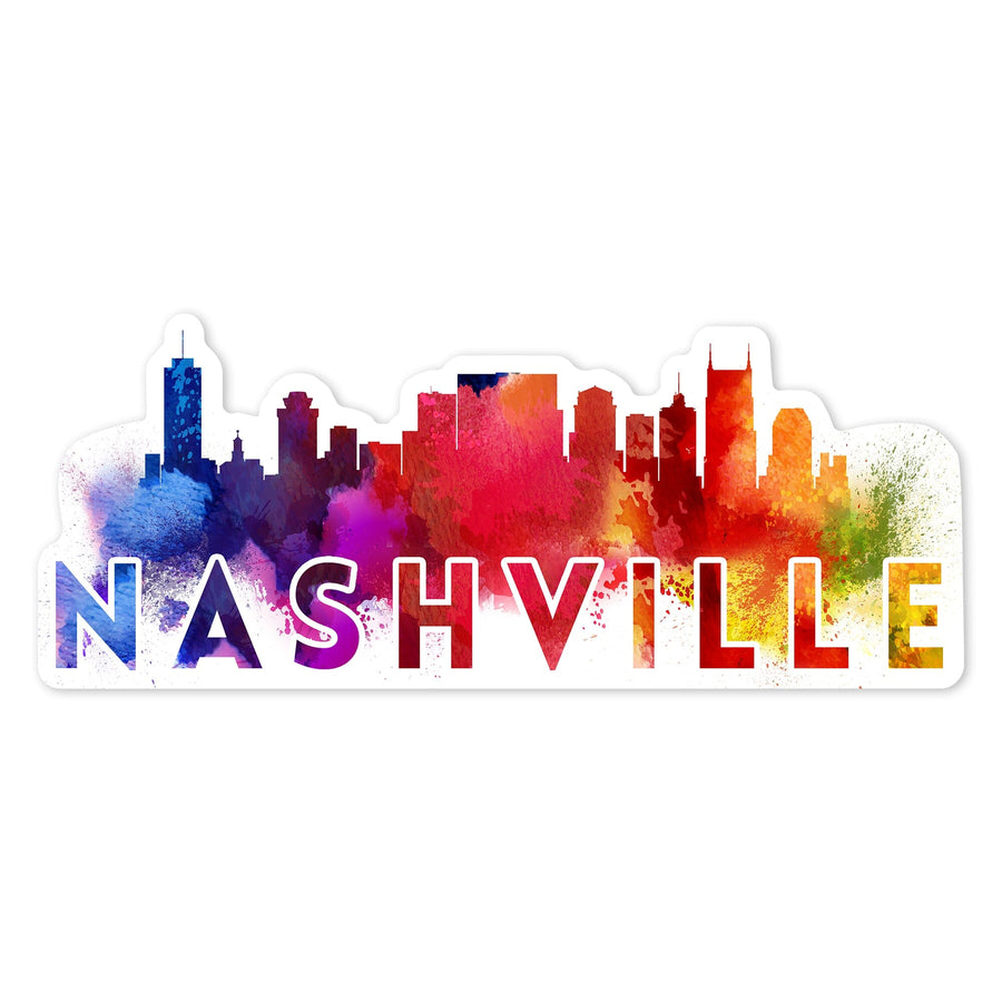 Nashville, Tennessee, Abstract Skyline, Contour, Lantern Press Artwork, Vinyl Sticker Sticker Lantern Press 