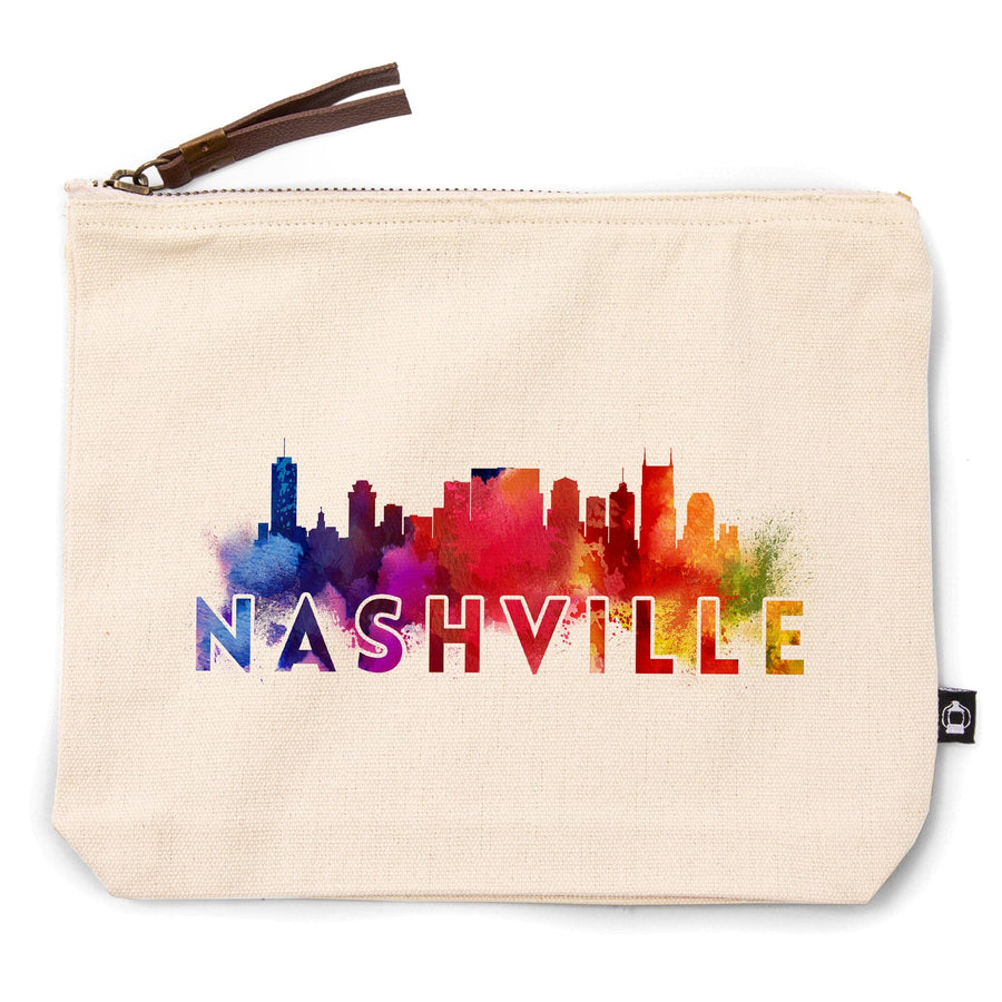 Nashville, Tennessee, Abstract Skyline,, Organic Cotton Zipper Pouch, Go Bag Go Bag Lantern Press 