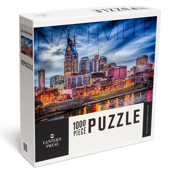 Nashville, Tennessee, Colorful Skyline, Jigsaw Puzzle Puzzle Lantern Press 