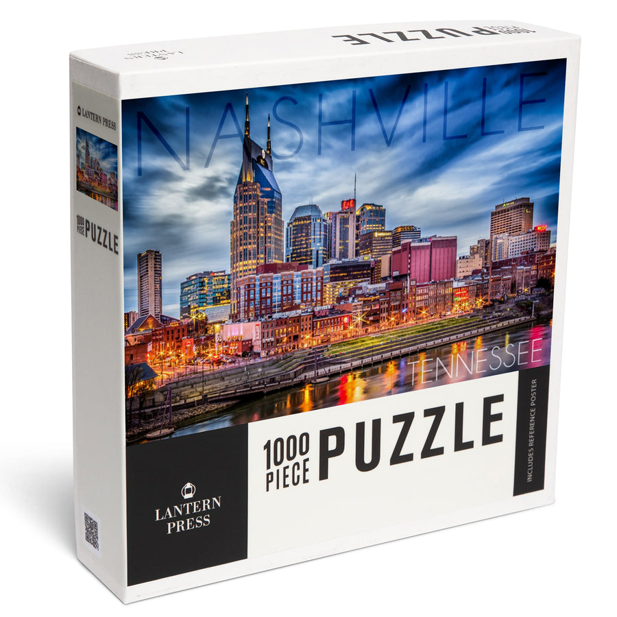 Nashville, Tennessee, Colorful Skyline, Jigsaw Puzzle Puzzle Lantern Press 