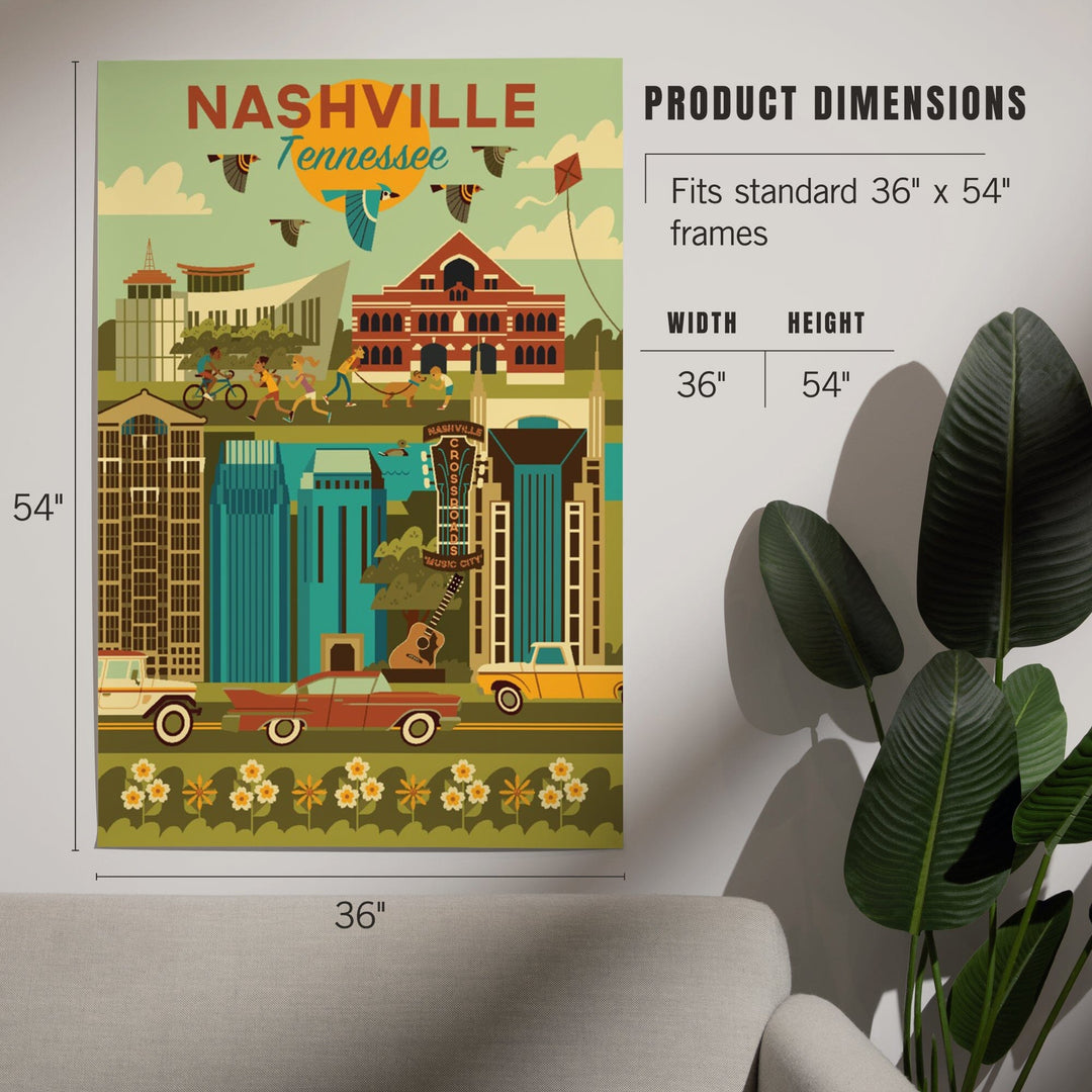 Nashville, Tennessee, Geometric City Series, Art & Giclee Prints Art Lantern Press 
