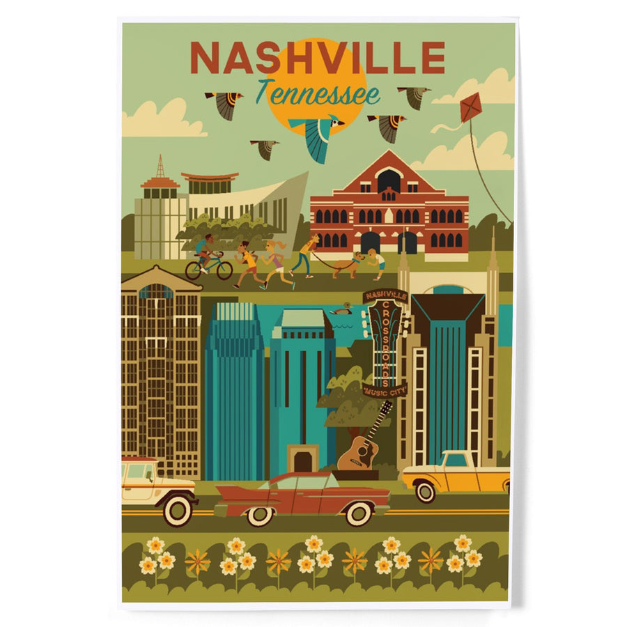 Nashville, Tennessee, Geometric City Series, Art & Giclee Prints Art Lantern Press 