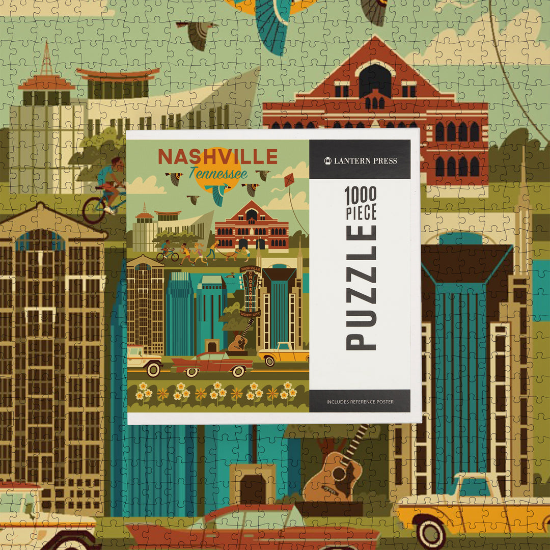 Nashville, Tennessee, Geometric City Series, Jigsaw Puzzle Puzzle Lantern Press 