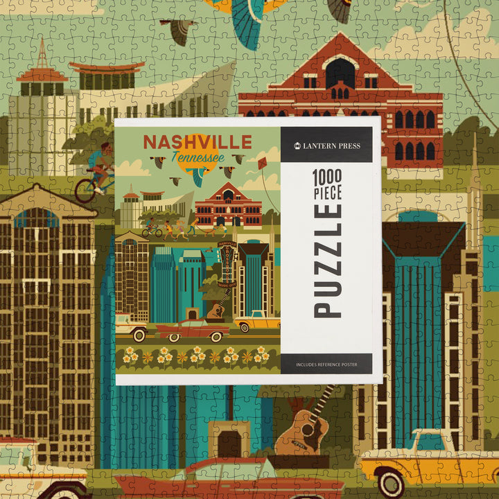Nashville, Tennessee, Geometric City Series, Jigsaw Puzzle Puzzle Lantern Press 