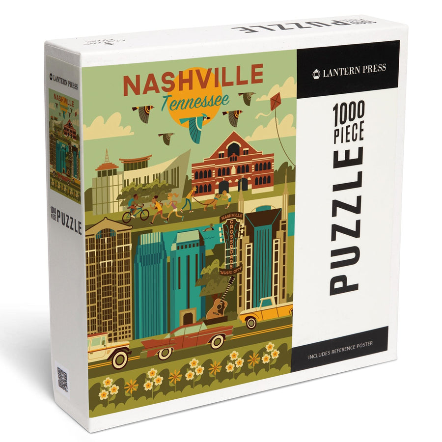 Nashville, Tennessee, Geometric City Series, Jigsaw Puzzle Puzzle Lantern Press 