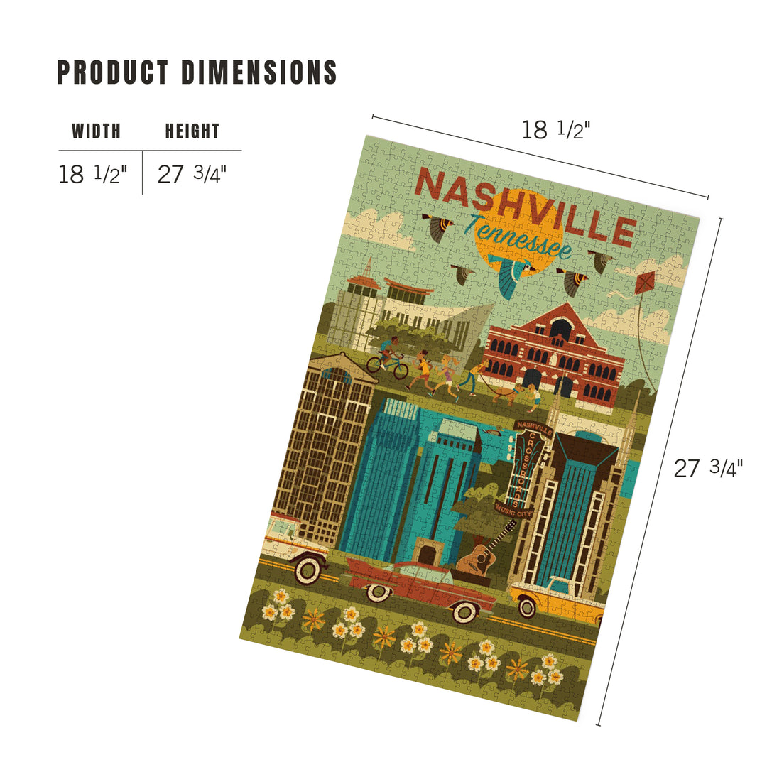 Nashville, Tennessee, Geometric City Series, Jigsaw Puzzle Puzzle Lantern Press 