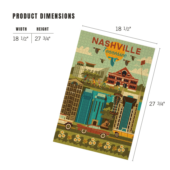 Nashville, Tennessee, Geometric City Series, Jigsaw Puzzle Puzzle Lantern Press 