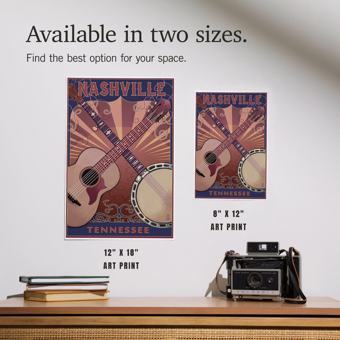 Nashville, Tennessee, Guitar and Banjo Music, Art & Giclee Prints Art Lantern Press 