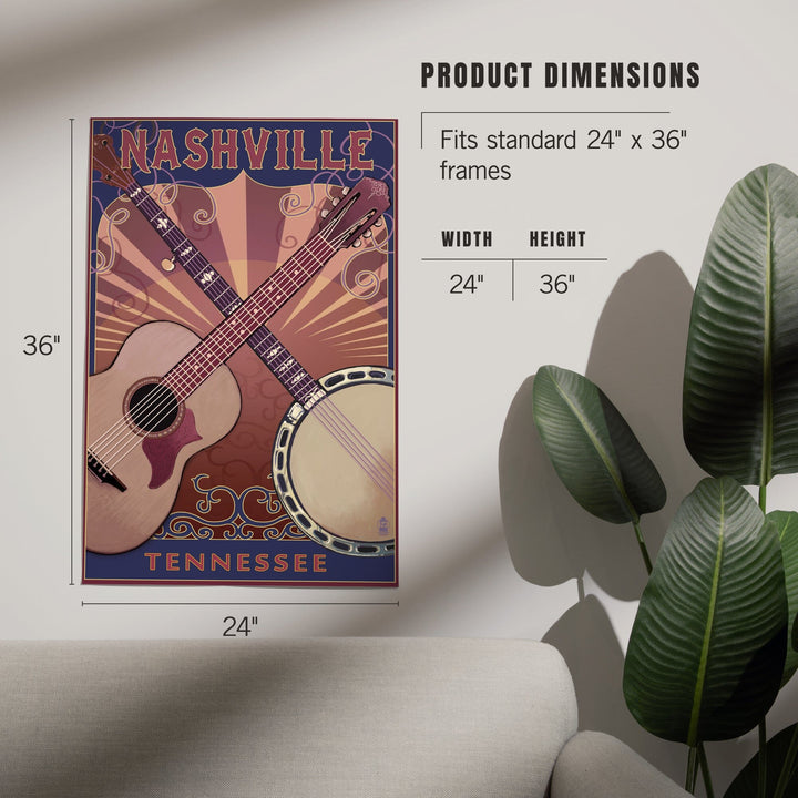Nashville, Tennessee, Guitar and Banjo Music, Art & Giclee Prints Art Lantern Press 
