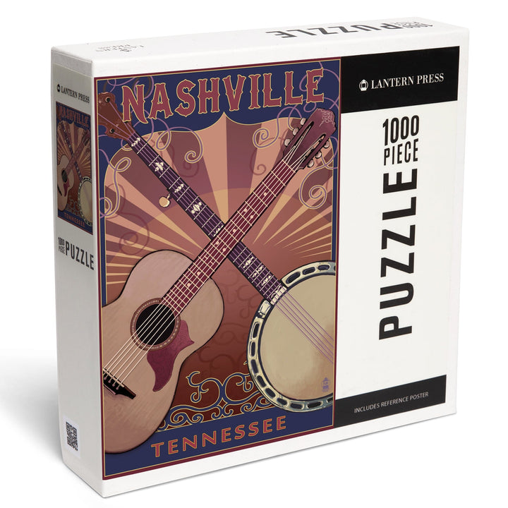 Nashville, Tennessee, Guitar and Banjo Music, Jigsaw Puzzle Puzzle Lantern Press 