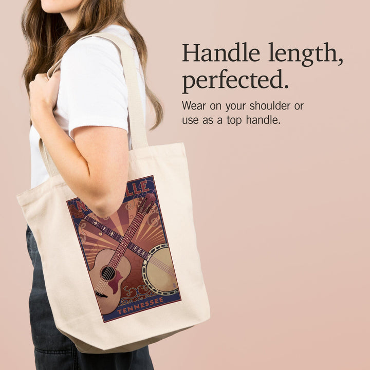 Nashville, Tennessee, Guitar and Banjo Music, Tote Bag Totes Lantern Press 