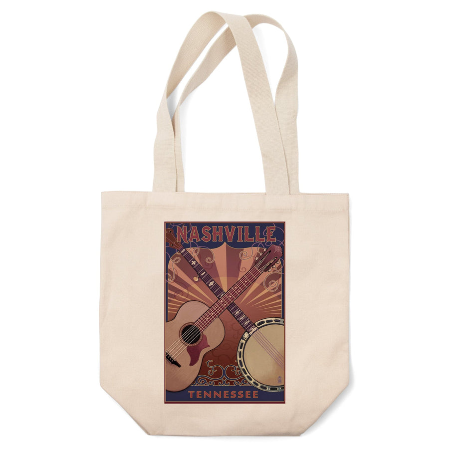 Nashville, Tennessee, Guitar and Banjo Music, Tote Bag Totes Lantern Press 