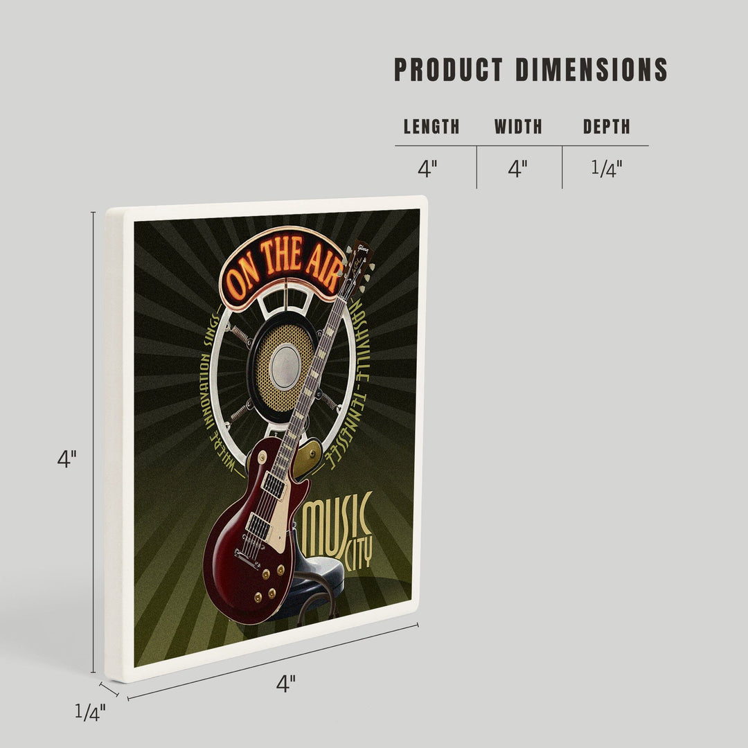 Nashville, Tennessee, Guitar and Microphone, Coasters Coasters Lantern Press 