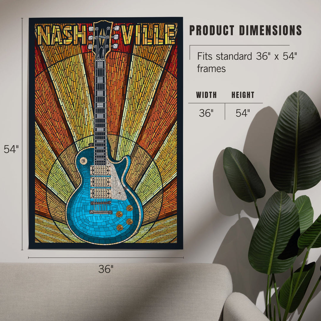 Nashville, Tennessee, Guitar Mosaic, Art & Giclee Prints Art Lantern Press 
