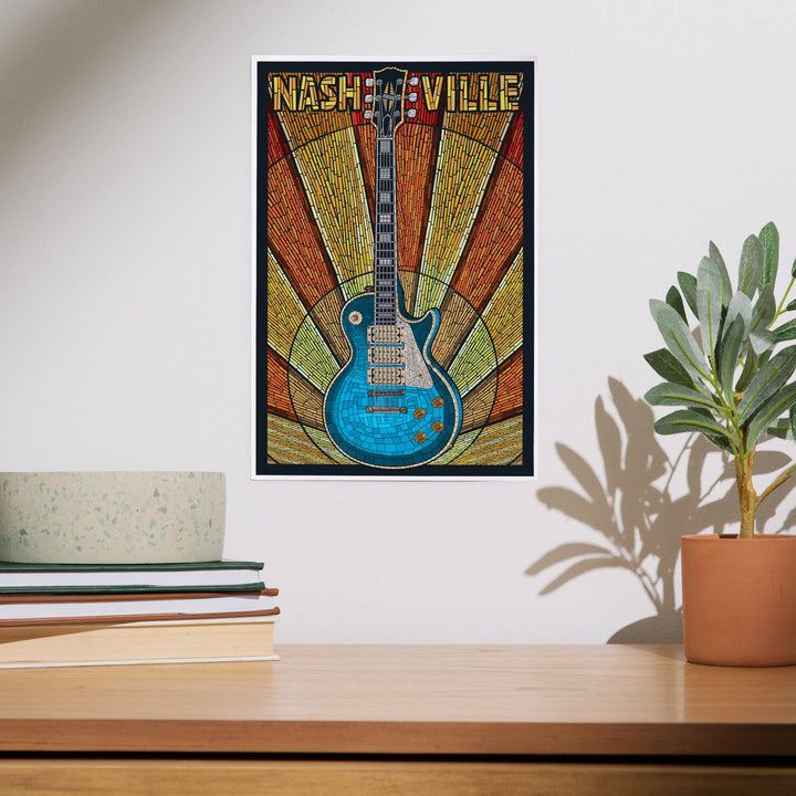 Nashville, Tennessee, Guitar Mosaic, Art & Giclee Prints Art Lantern Press 