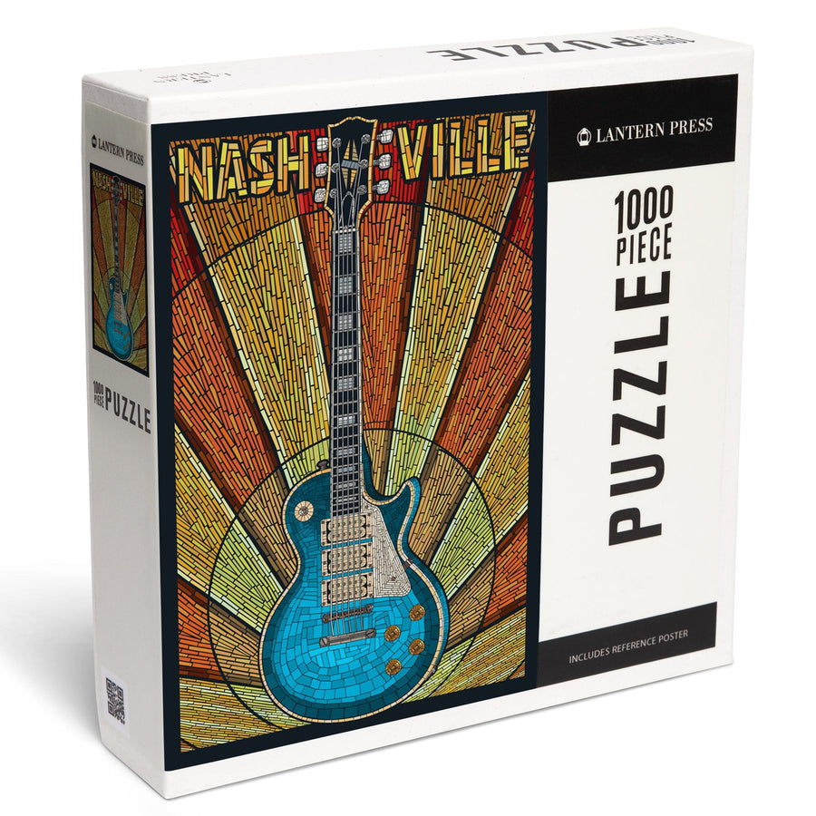 Nashville, Tennessee, Guitar Mosaic, Jigsaw Puzzle Puzzle Lantern Press 